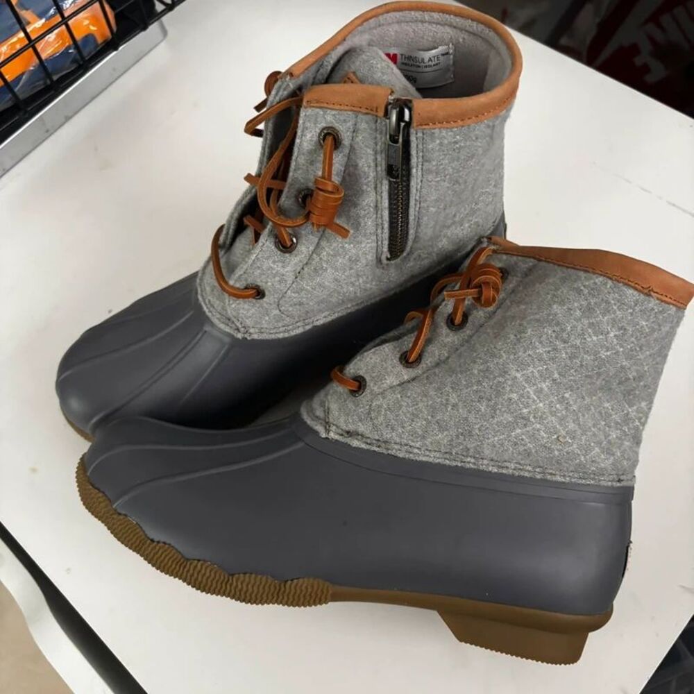 Sperry Top-Sider Saltwater Wool Duck Boot Gray Size 7 3M Thinsulate 15% Wool